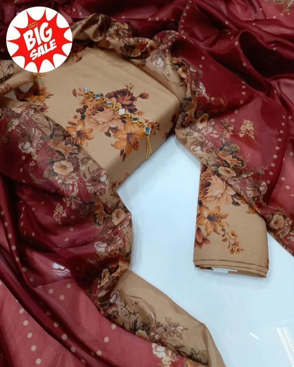 Swiss Lawn Digital Print 3Pc Dress Silk Duppta SW-011