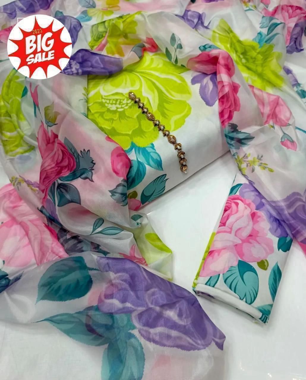 Swiss Lawn Digital Print 3Pc Dress Silk Duppta SW-019