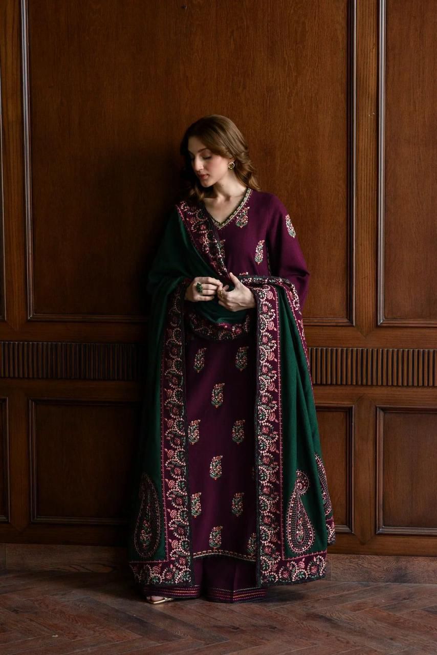 3-Piece Embroidered Lawn Dress with Bamber Sahfoon Dupatta | Summer (unstitched)