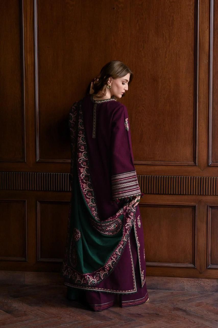 3-Piece Embroidered Lawn Dress with Bamber Sahfoon Dupatta | Summer (unstitched)
