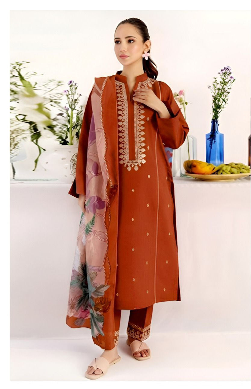 (unstitched) Embroidered lawn Three Piece SP-701