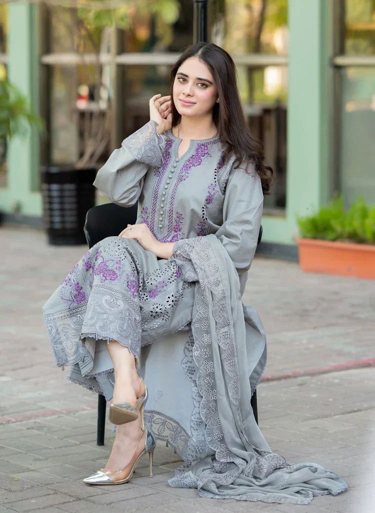 (unstitched) Embroidered lawn Three Piece SP-703