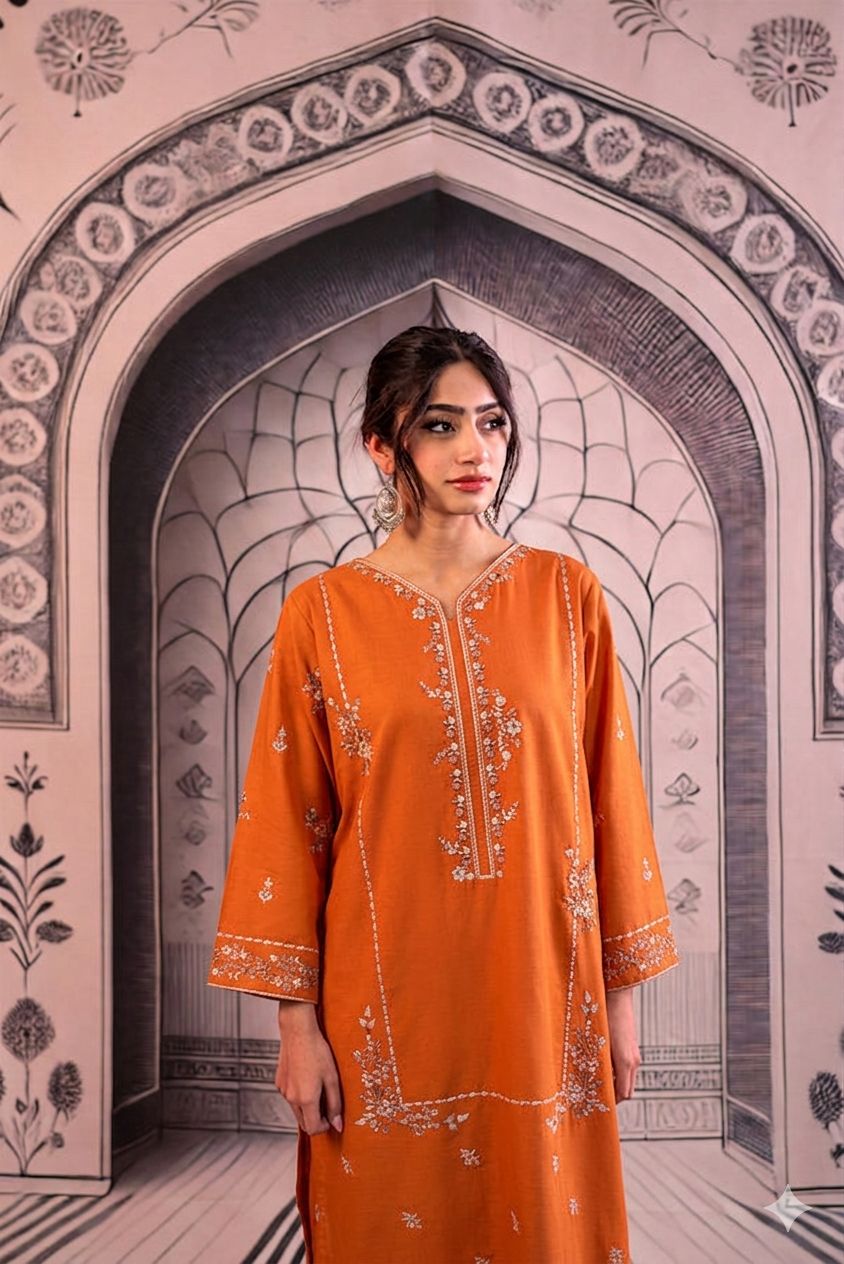 Embroidered 2Pc Lawn Unstitched Summer Dress