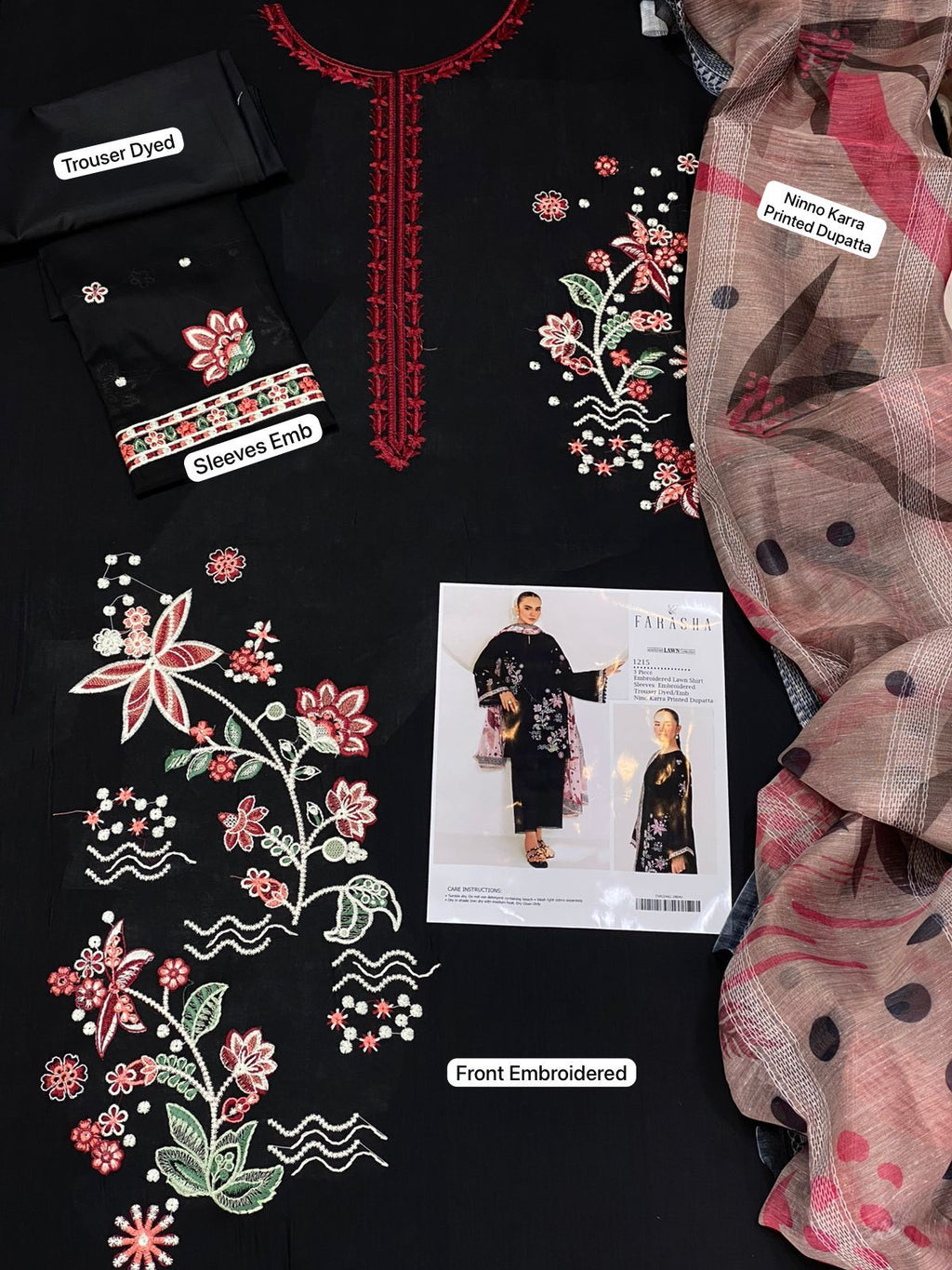 Farasha | Thread Lines Embroidered | Floral Meadow